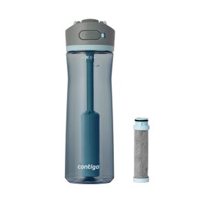 Contigo&reg; Wells Plastic Filter Water Bottle with AUTOSPOUT&reg; Straw Lid and Replacement Filter, 24 Oz.